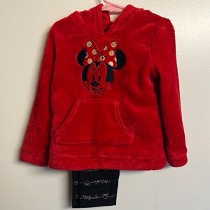 Disney Minnie Mouse Pullover Soft Fleece Sweatshirt Leggings Set Red/Gold/Black
